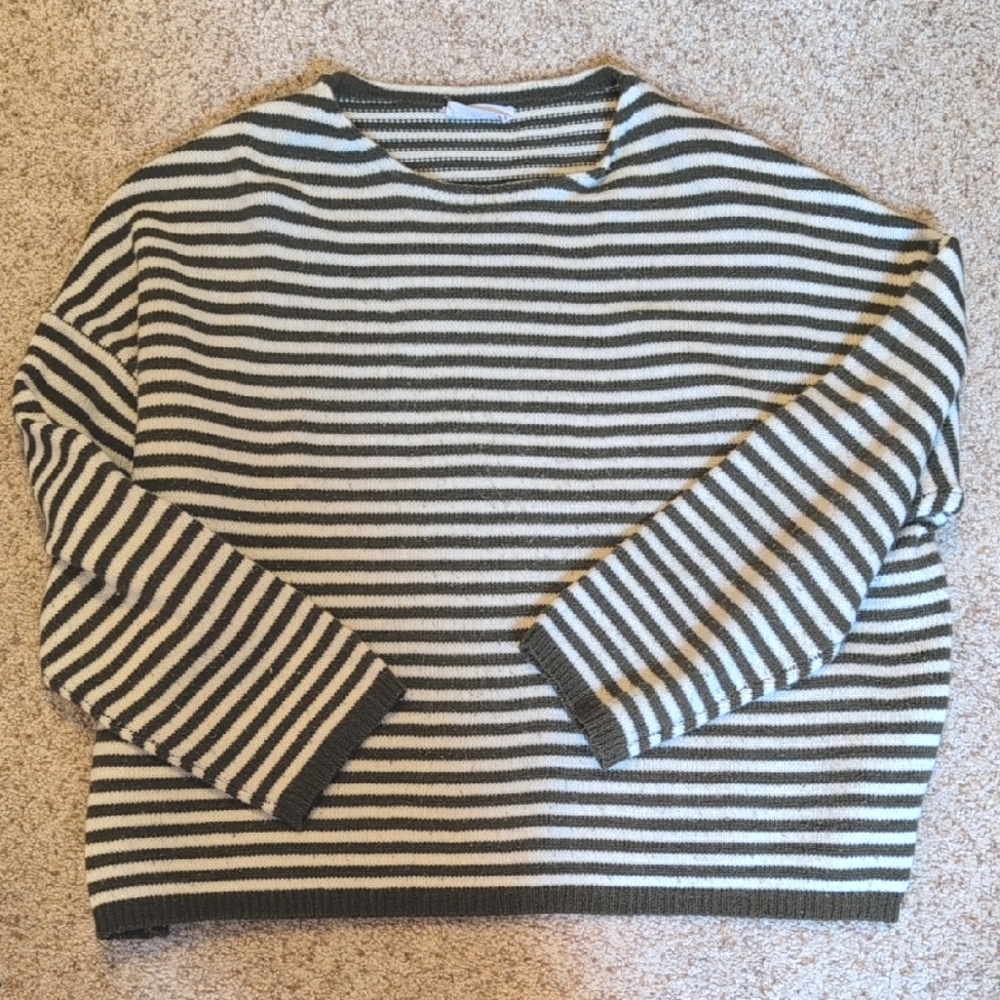 CJLA Striped Green and White Sweater